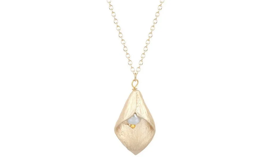 Gold Plated Calla Lily Flower Pendant Necklace For Women