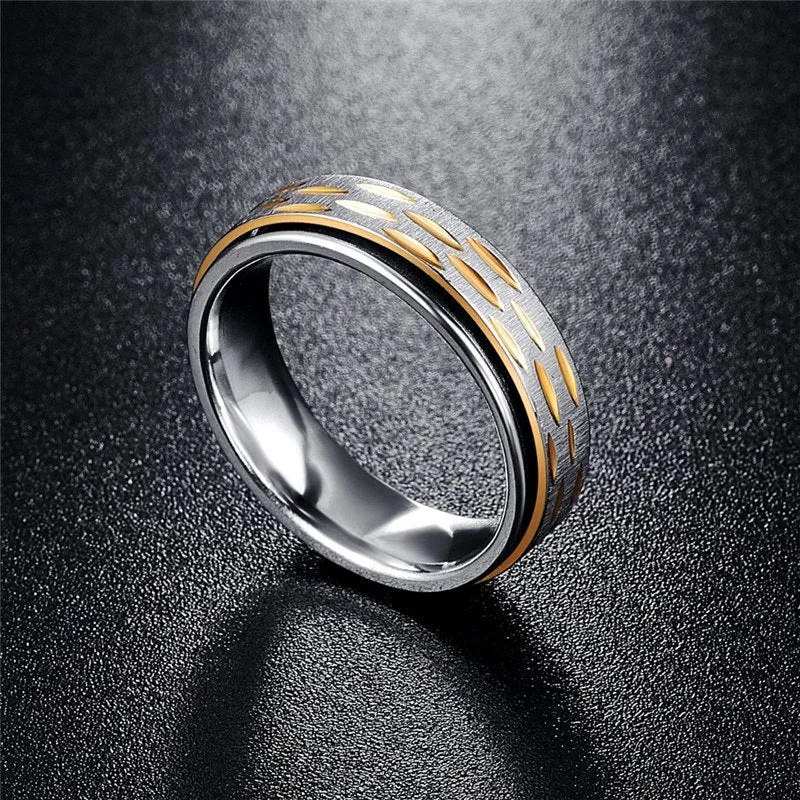 Gold Plated Spinner Stainless Steel Men’s Rings