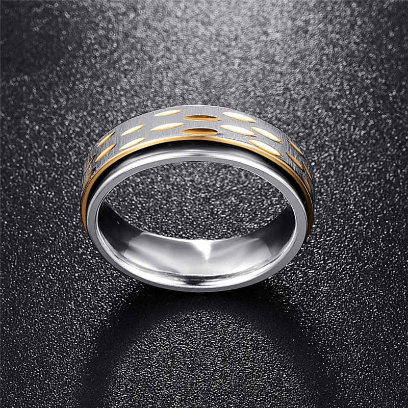 Gold Plated Spinner Stainless Steel Men’s Rings