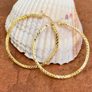 Gold-Plated Sterling Silver Wavy Diamond-Cut Hoop Earrings 41mm