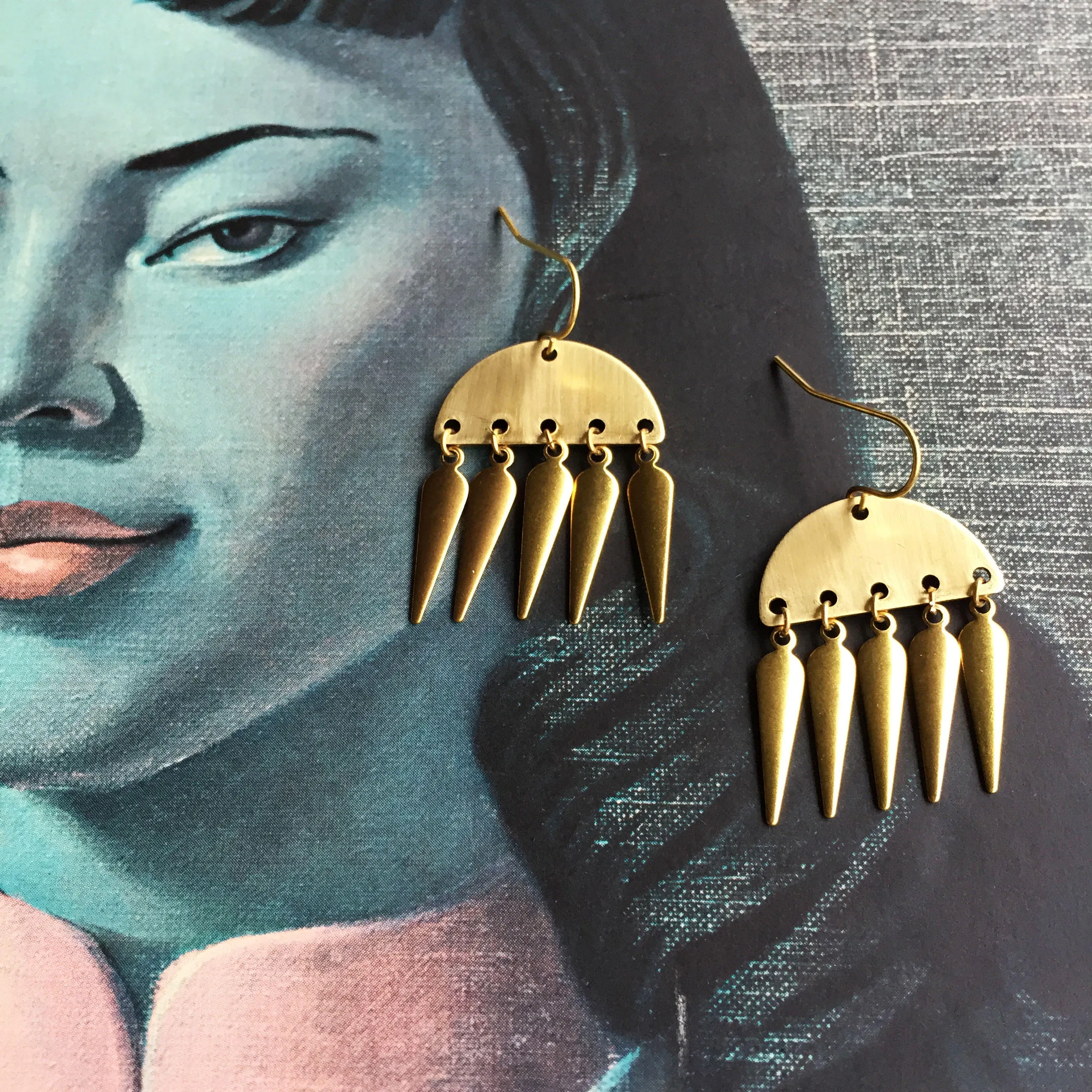 Gold Spike Statement Earrings
