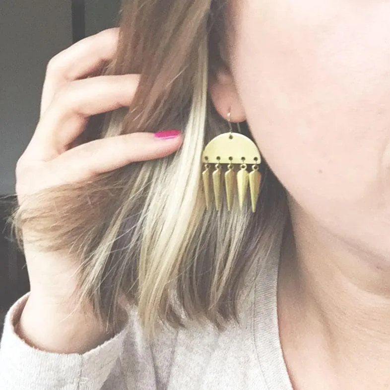 Gold Spike Statement Earrings
