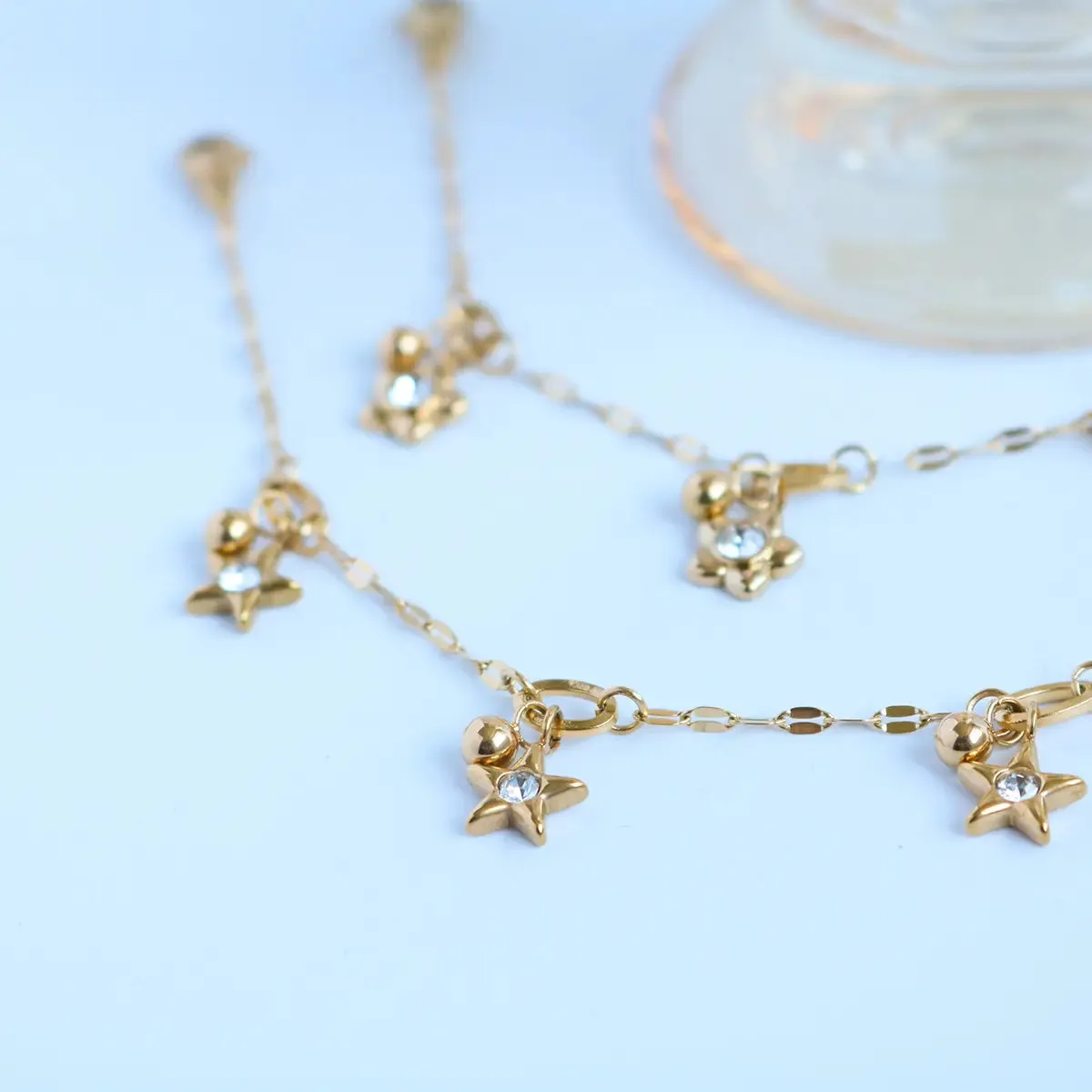 Gold Star Charm Loose Bracelet with Crystals