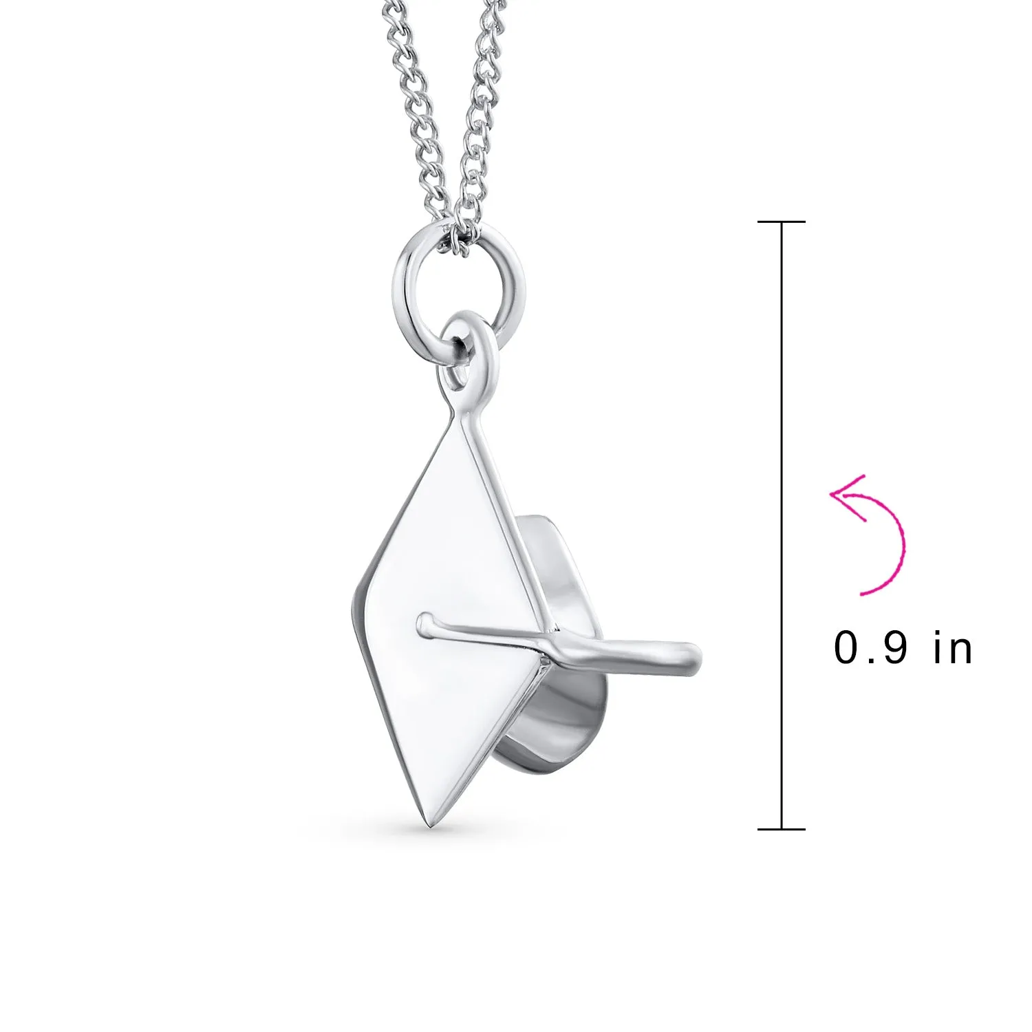 Graduate Gift Sterling Silver Pendant Necklace with Graduation Cap Hat Design