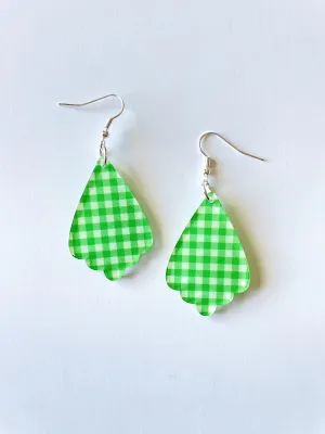 Green Gingham Earrings