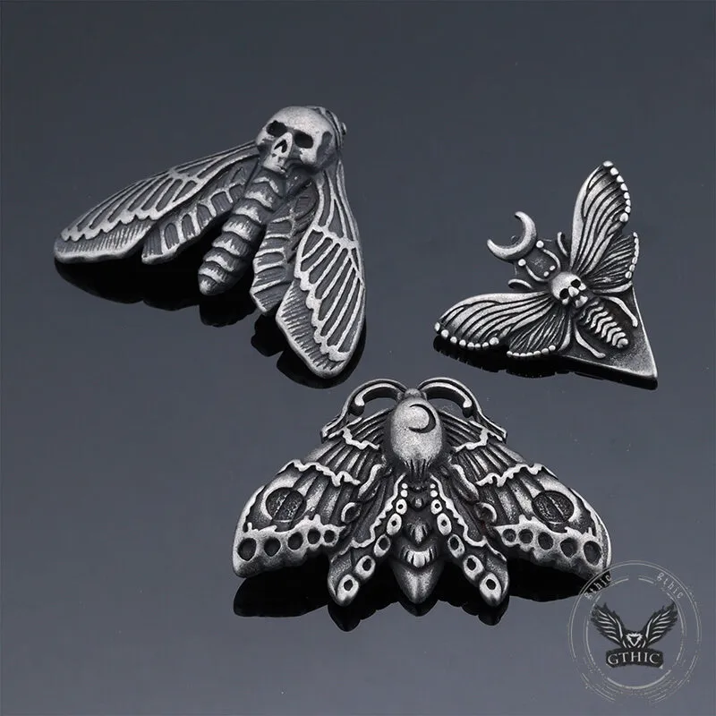 Grim Reaper Butterfly Skull Stainless Steel Pendant