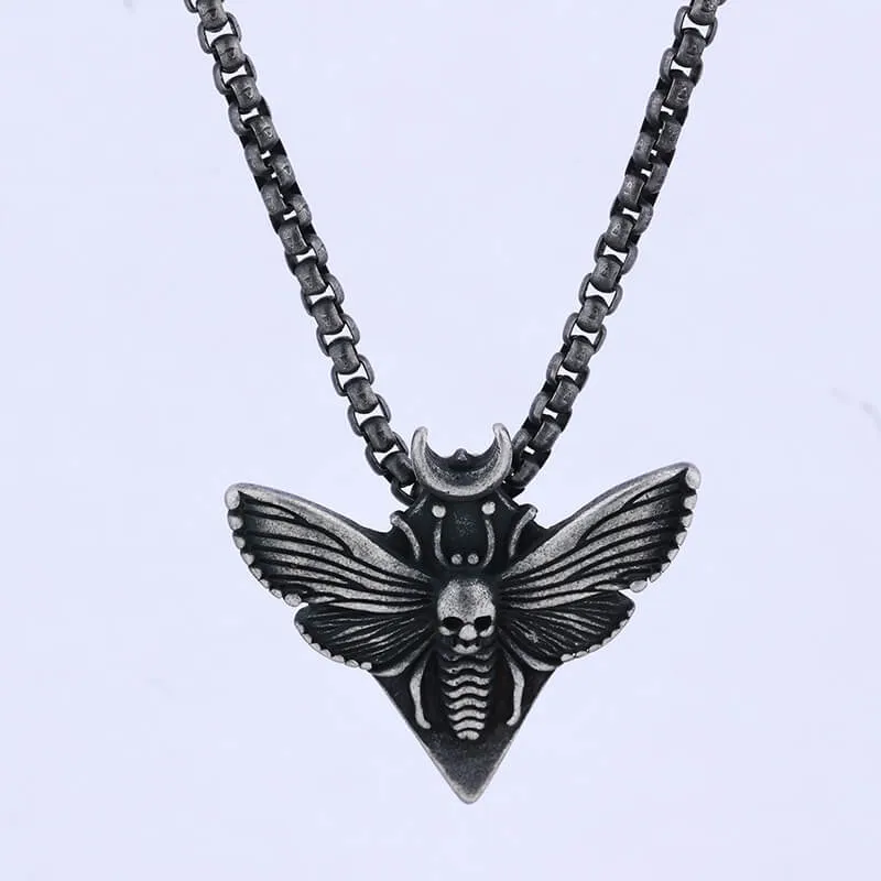 Grim Reaper Butterfly Skull Stainless Steel Pendant