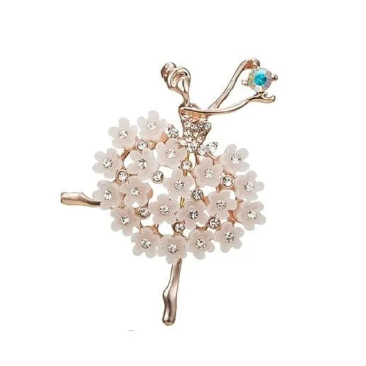 Gymnastics Girl Flower Dancer Crystal Brooches | Cute Pin Corsage Jewellery