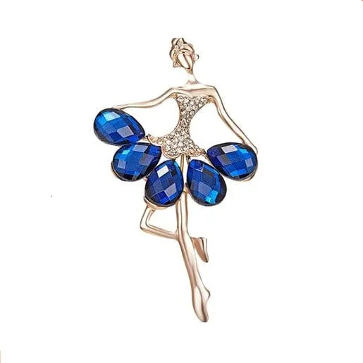 Gymnastics Girl Flower Dancer Crystal Brooches | Cute Pin Corsage Jewellery
