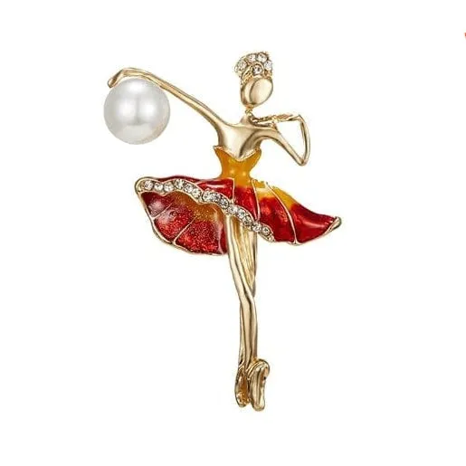 Gymnastics Girl Flower Dancer Crystal Brooches | Cute Pin Corsage Jewellery
