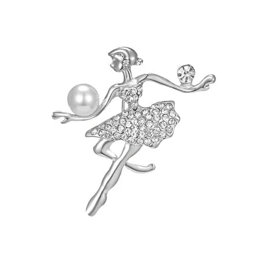 Gymnastics Girl Flower Dancer Crystal Brooches | Cute Pin Corsage Jewellery