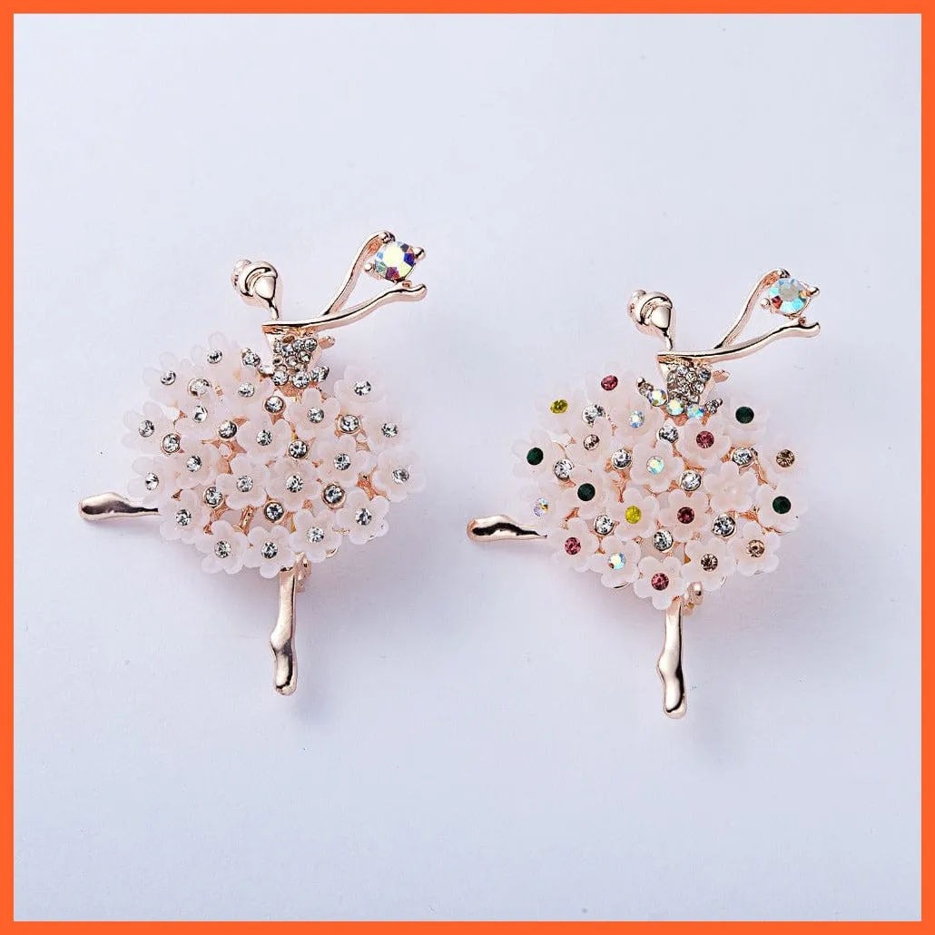 Gymnastics Girl Flower Dancer Crystal Brooches | Cute Pin Corsage Jewellery