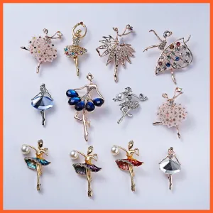 Gymnastics Girl Flower Dancer Crystal Brooches | Cute Pin Corsage Jewellery