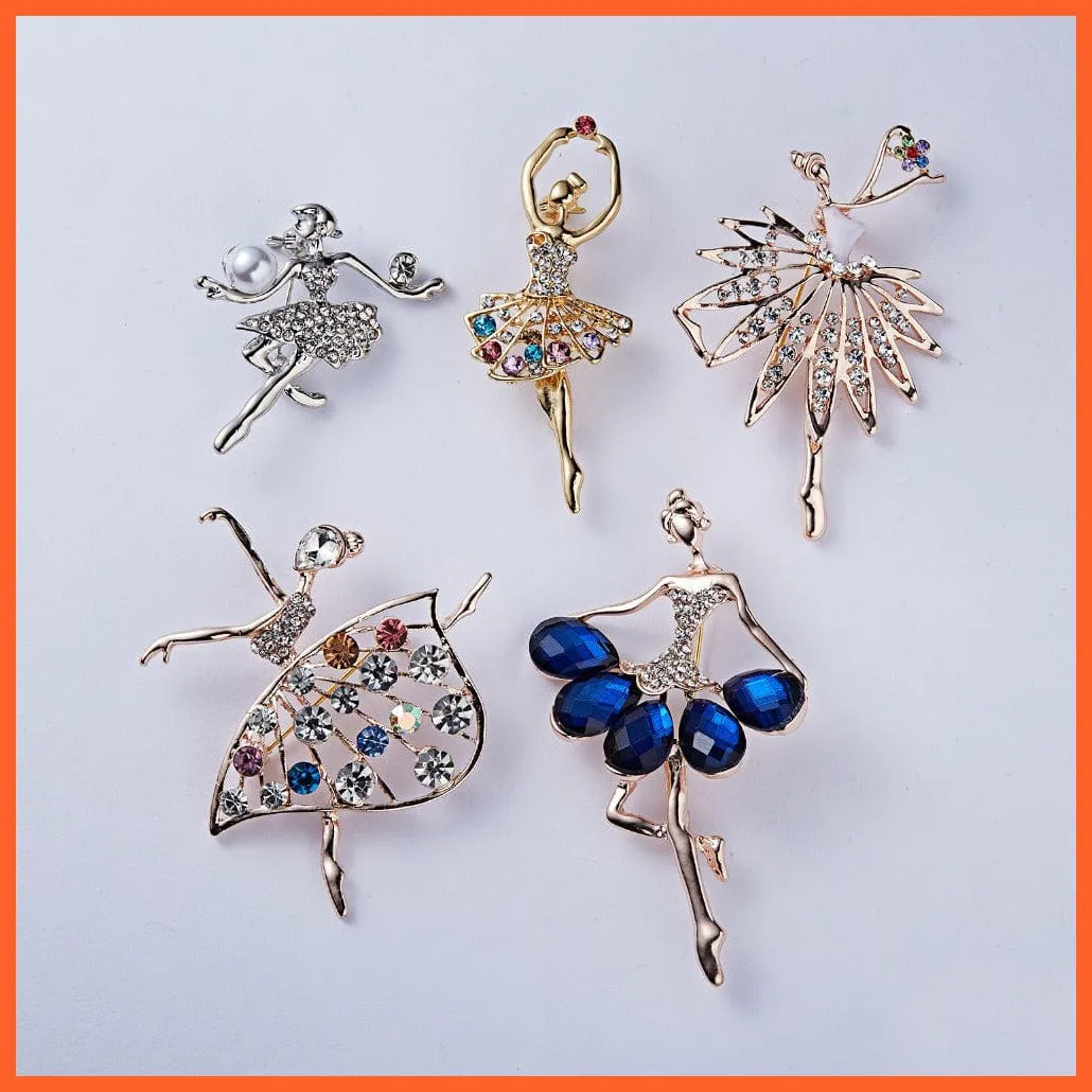 Gymnastics Girl Flower Dancer Crystal Brooches | Cute Pin Corsage Jewellery