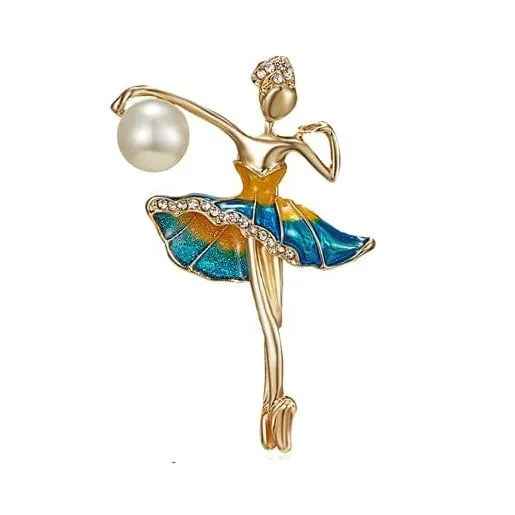 Gymnastics Girl Flower Dancer Crystal Brooches | Cute Pin Corsage Jewellery