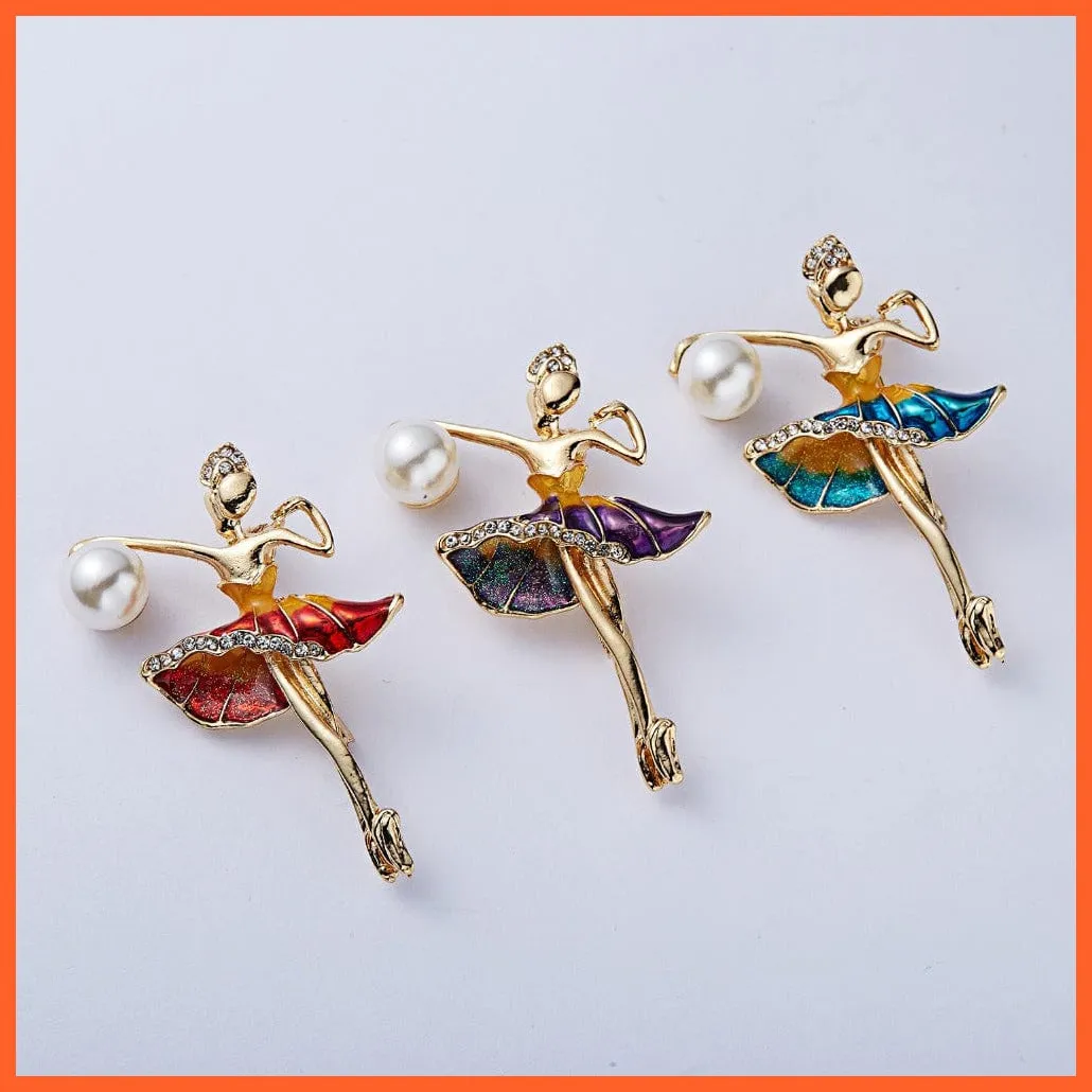 Gymnastics Girl Flower Dancer Crystal Brooches | Cute Pin Corsage Jewellery