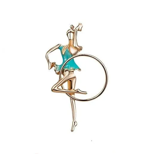 Gymnastics Girl Flower Dancer Crystal Brooches | Cute Pin Corsage Jewellery
