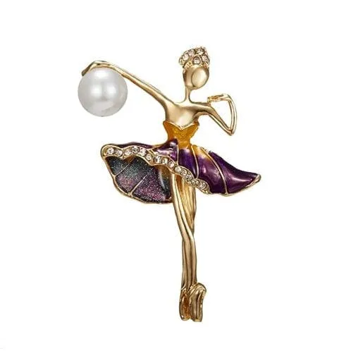 Gymnastics Girl Flower Dancer Crystal Brooches | Cute Pin Corsage Jewellery