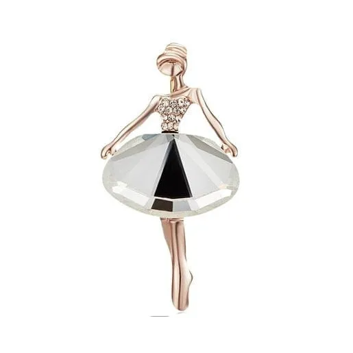 Gymnastics Girl Flower Dancer Crystal Brooches | Cute Pin Corsage Jewellery