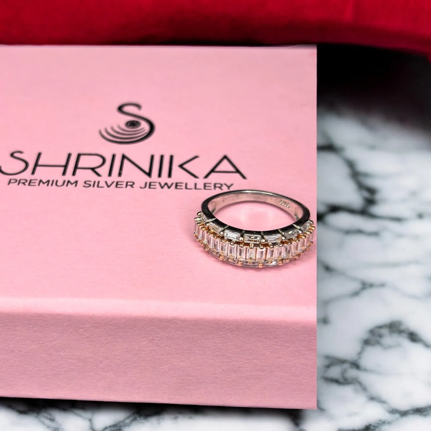 Half moon Sparkle CZ 925 silver Ring