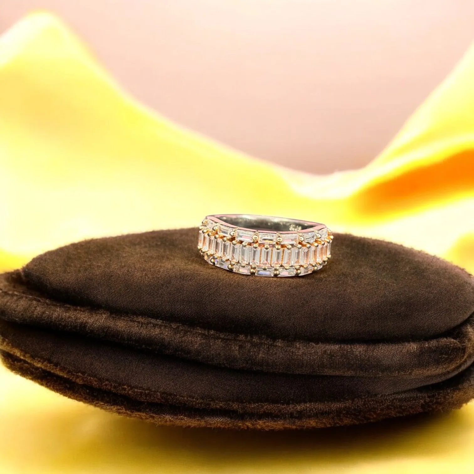 Half moon Sparkle CZ 925 silver Ring