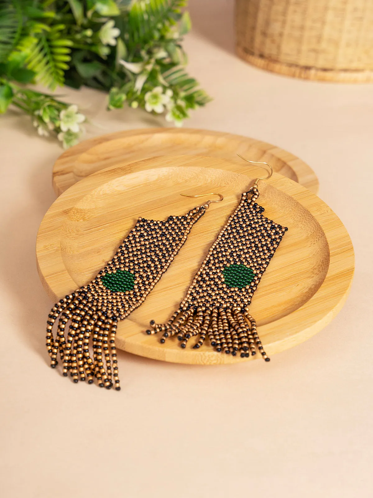 Handmade Beadwork Feather Earring