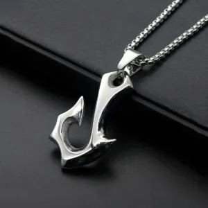 Hawaii Surfer Jewelry  316L Stainless Steel Pendant Fish Hook Charms Necklace Maori Tribal Choker Punk Women's Men's Necklace