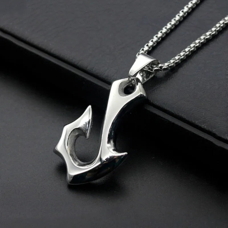 Hawaii Surfer Jewelry  316L Stainless Steel Pendant Fish Hook Charms Necklace Maori Tribal Choker Punk Women's Men's Necklace