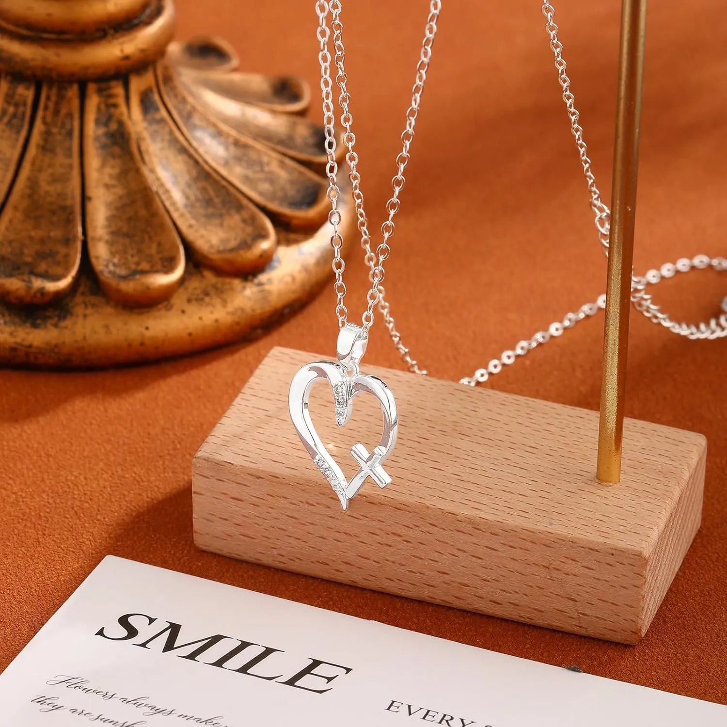 Heart Cross Necklaces For Women,14K Real Gold Silver Plated Dainty Charm Love Heart Cross Pendant Necklace For Women,Necklaces Jewelry Gift for Women Present on Anniversary Christmas Valentines Mothers Day Birthday