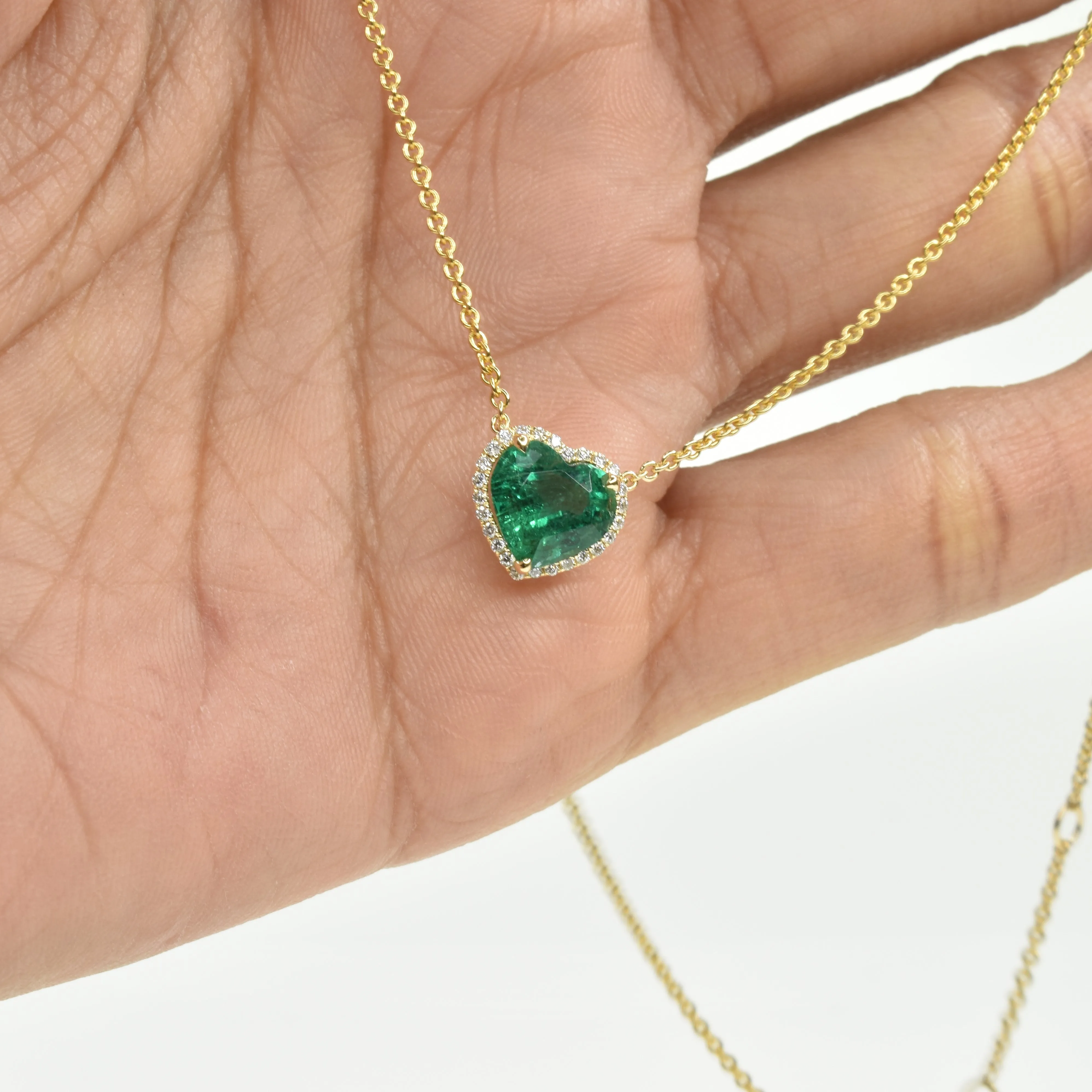 Heart Shaped Emerald Necklace