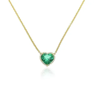 Heart Shaped Emerald Necklace