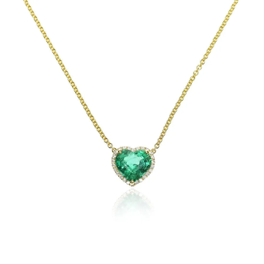 Heart Shaped Emerald Necklace
