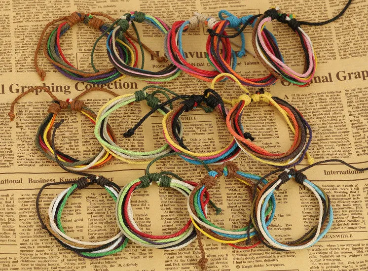 Hemp Wax String Woven Colorful Bracelet