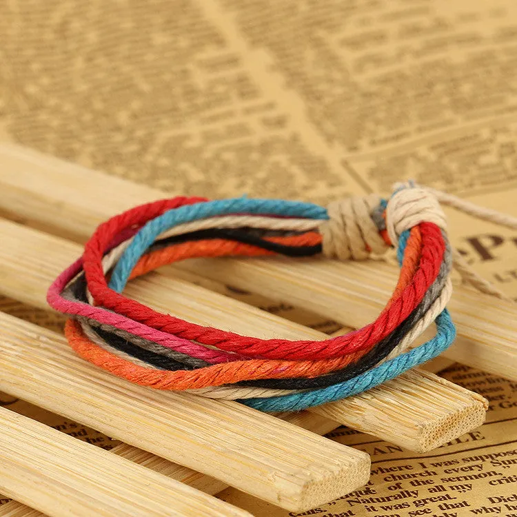 Hemp Wax String Woven Colorful Bracelet