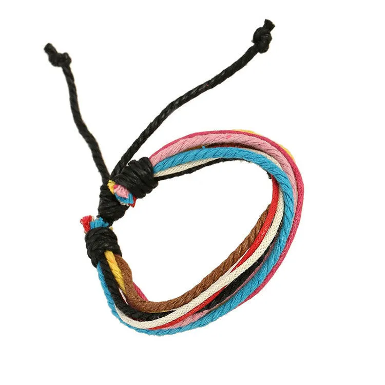 Hemp Wax String Woven Colorful Bracelet