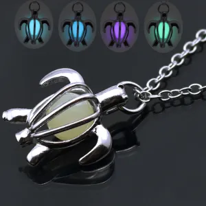 Hollow Turtle Shape Silver Pendant Necklace