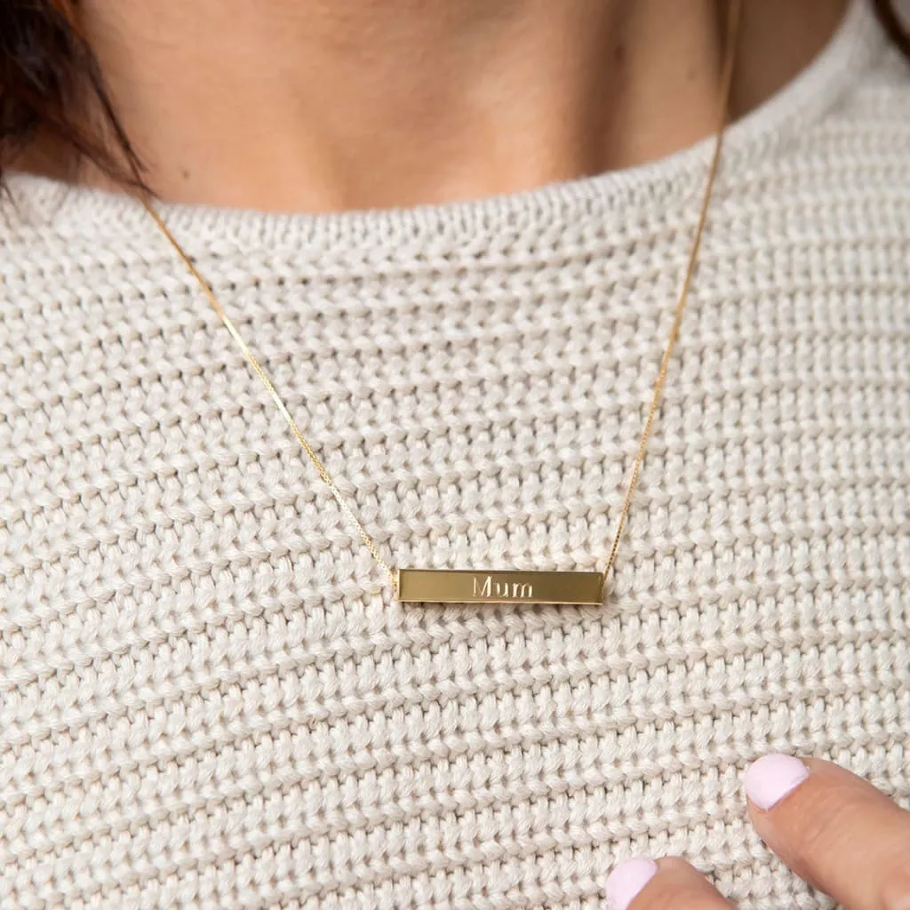 Horizontal Engravable Bar Necklace | 9ct Gold