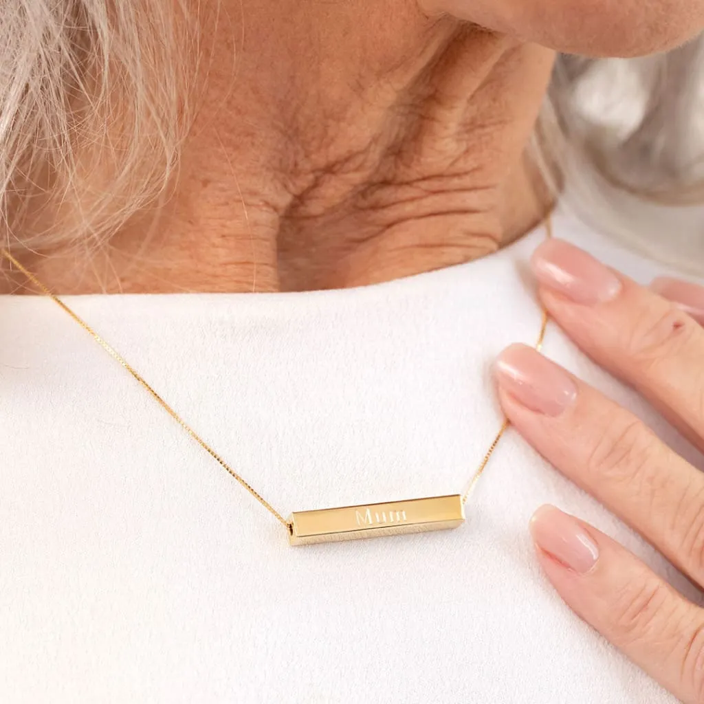 Horizontal Engravable Bar Necklace | 9ct Gold