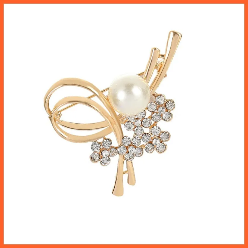 Hot Fashion Rhinestone Leaves Feather Brooches | Corsage Enamel Pins