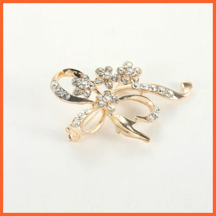Hot Fashion Rhinestone Leaves Feather Brooches | Corsage Enamel Pins