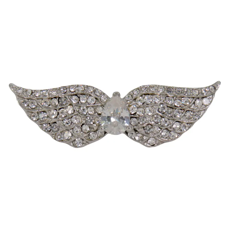 Hot Leathers JWR1126 Women's White 'Crystal Pearl Wings' Stainless Steel Ring