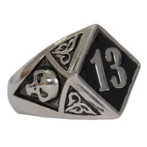 Hot Leathers Lucky 13 Skull Stainless Steel Ring JWR2138