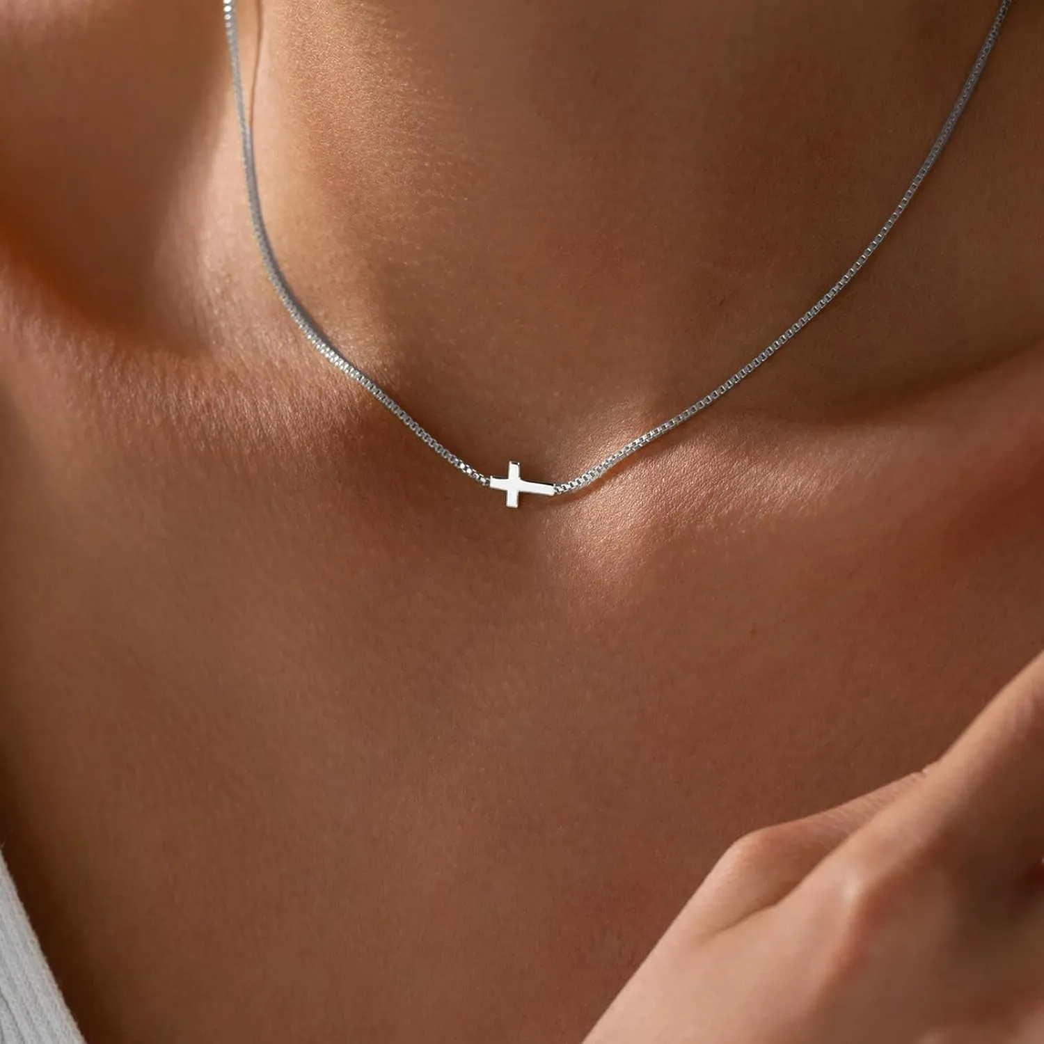 HUASAI Cross Necklace for Women Dainty 14K Gold Plated Cross Necklaces for Women Trendy Minimalist Tiny Cross Choker Necklace Gold Faith Jewelry Gifts