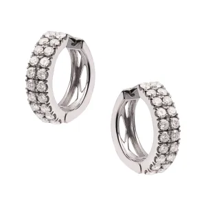Huggie Hoop Diamond Earrings 1.07ct 14K White Gold