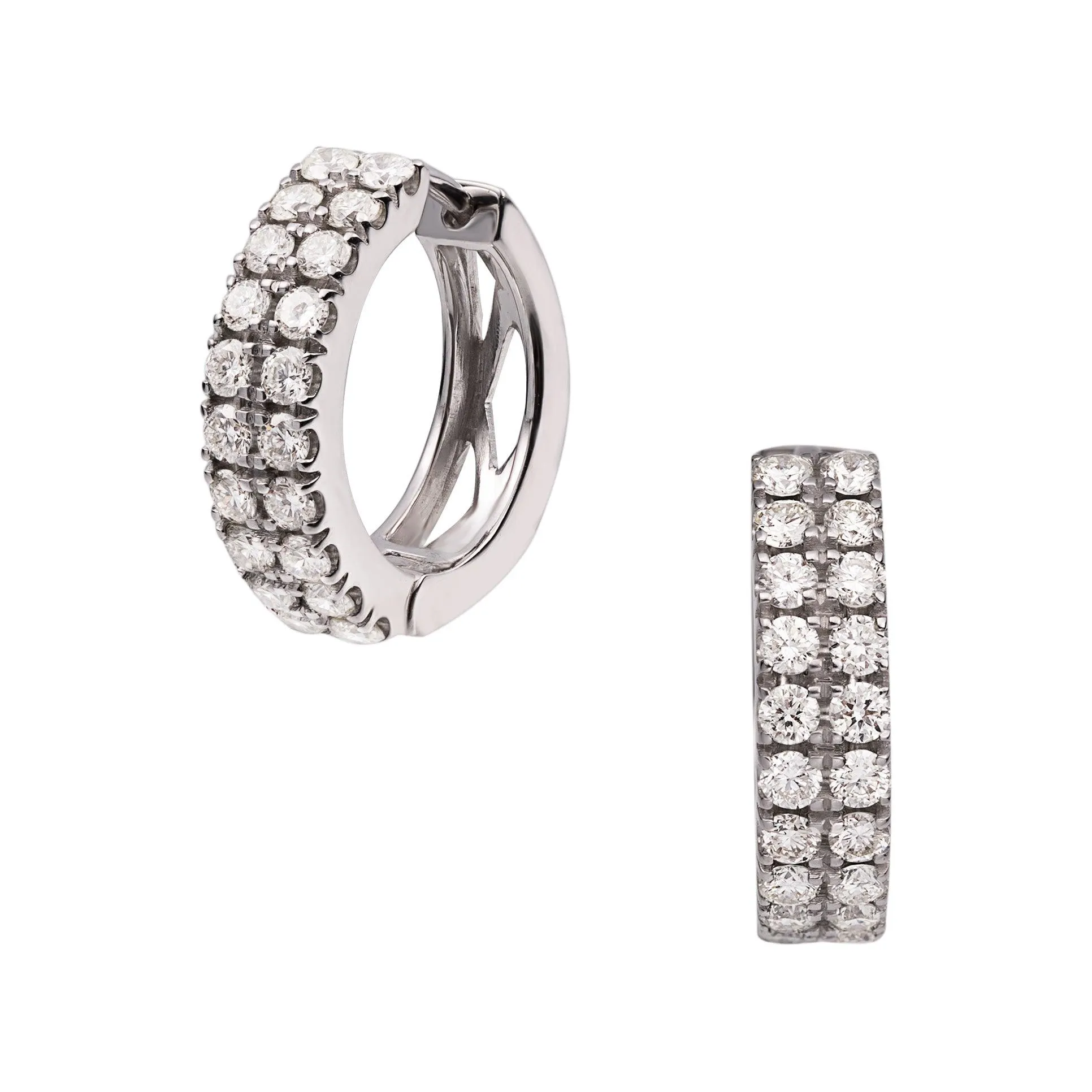 Huggie Hoop Diamond Earrings 1.07ct 14K White Gold