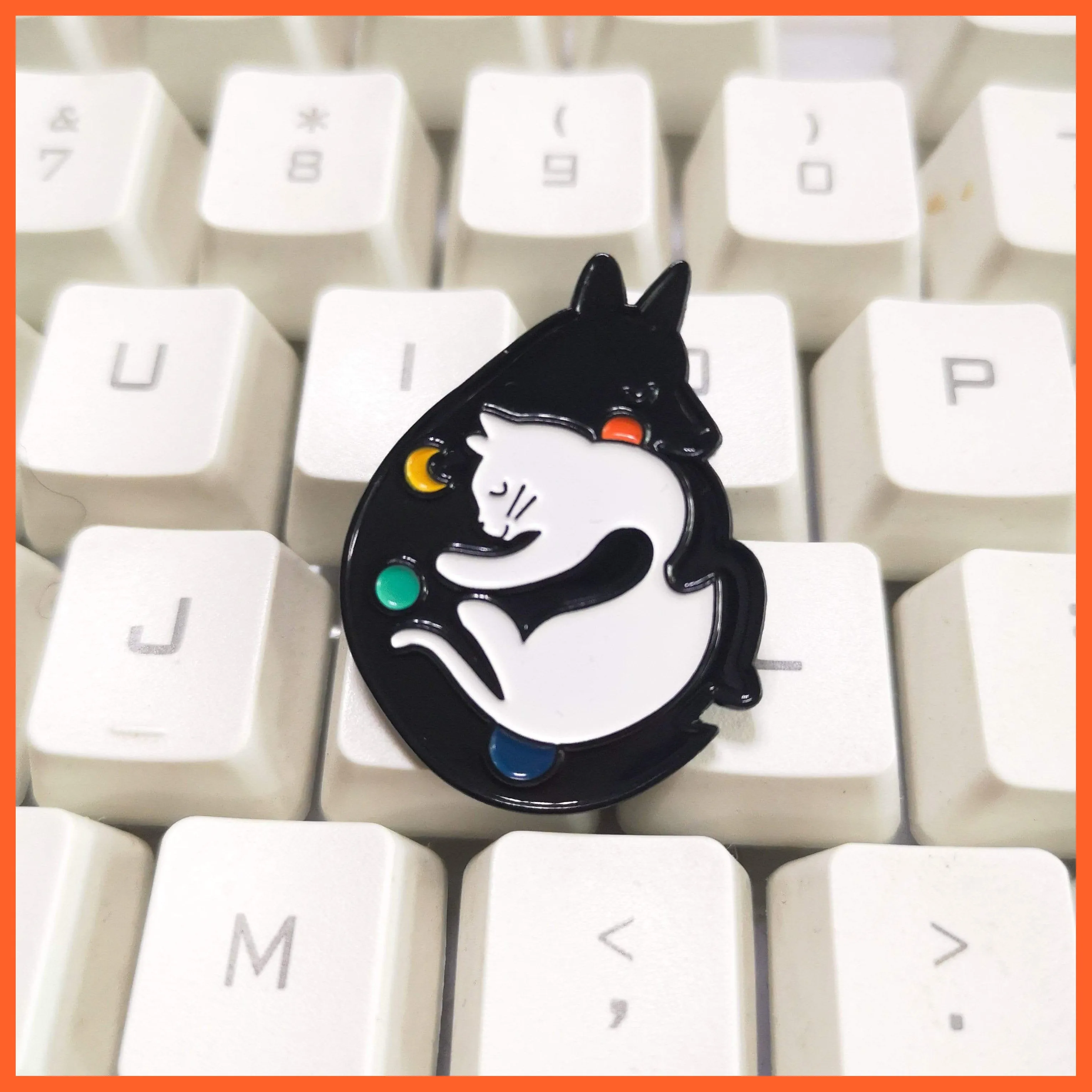 Hugging Cat With Skull Enamel Dark Punk Animal Kitten Lapel Pin Brooches