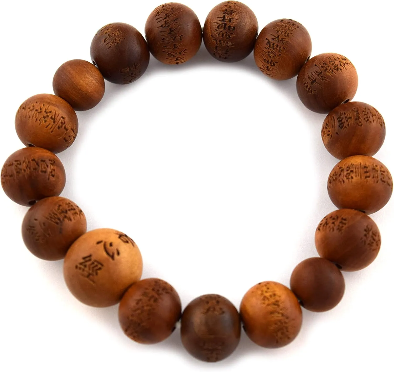 Indian Sandalwood Beads Bracelet Japanese Rosary Mala Juzu Heart Sutra Handmade Craft Men Gift Kyoto UDA107