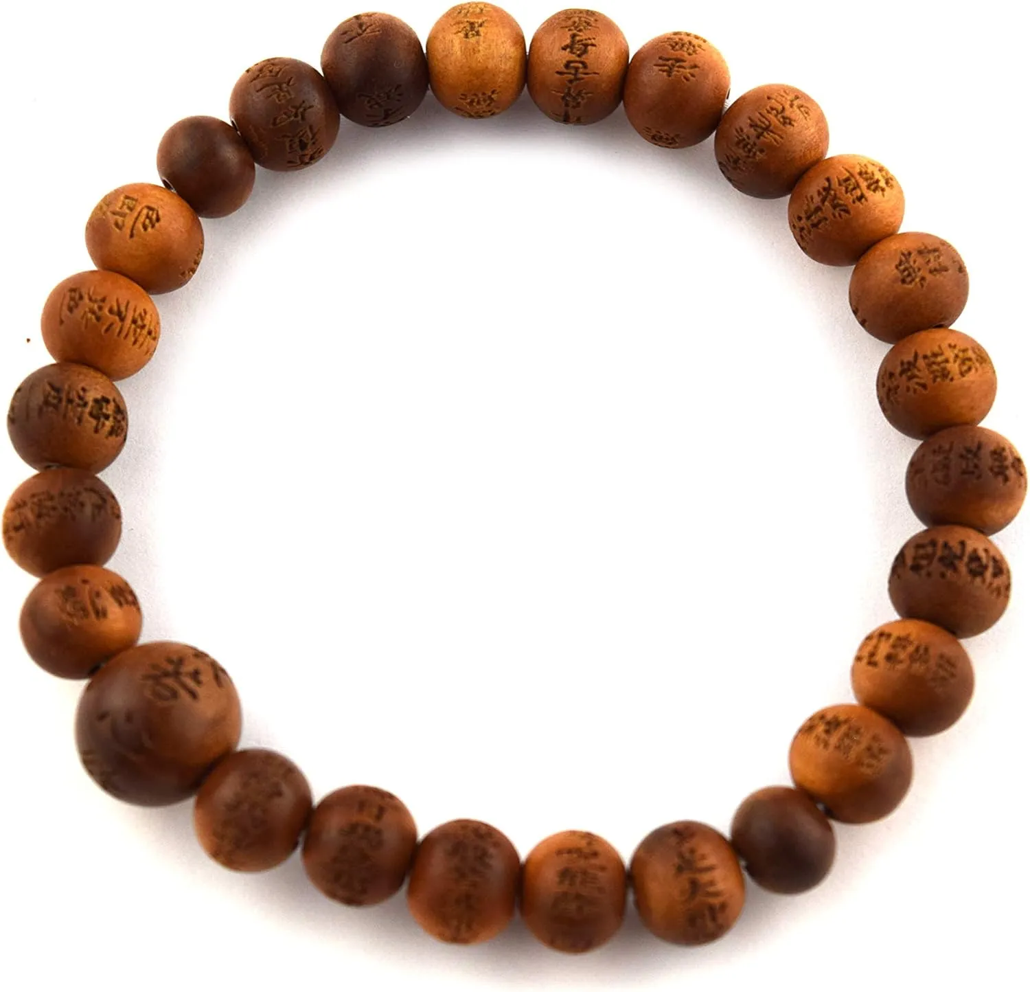 Indian Sandalwood Beads Bracelet Japanese Rosary Mala Juzu Heart Sutra Handmade Craft Men Gift Kyoto UDA107