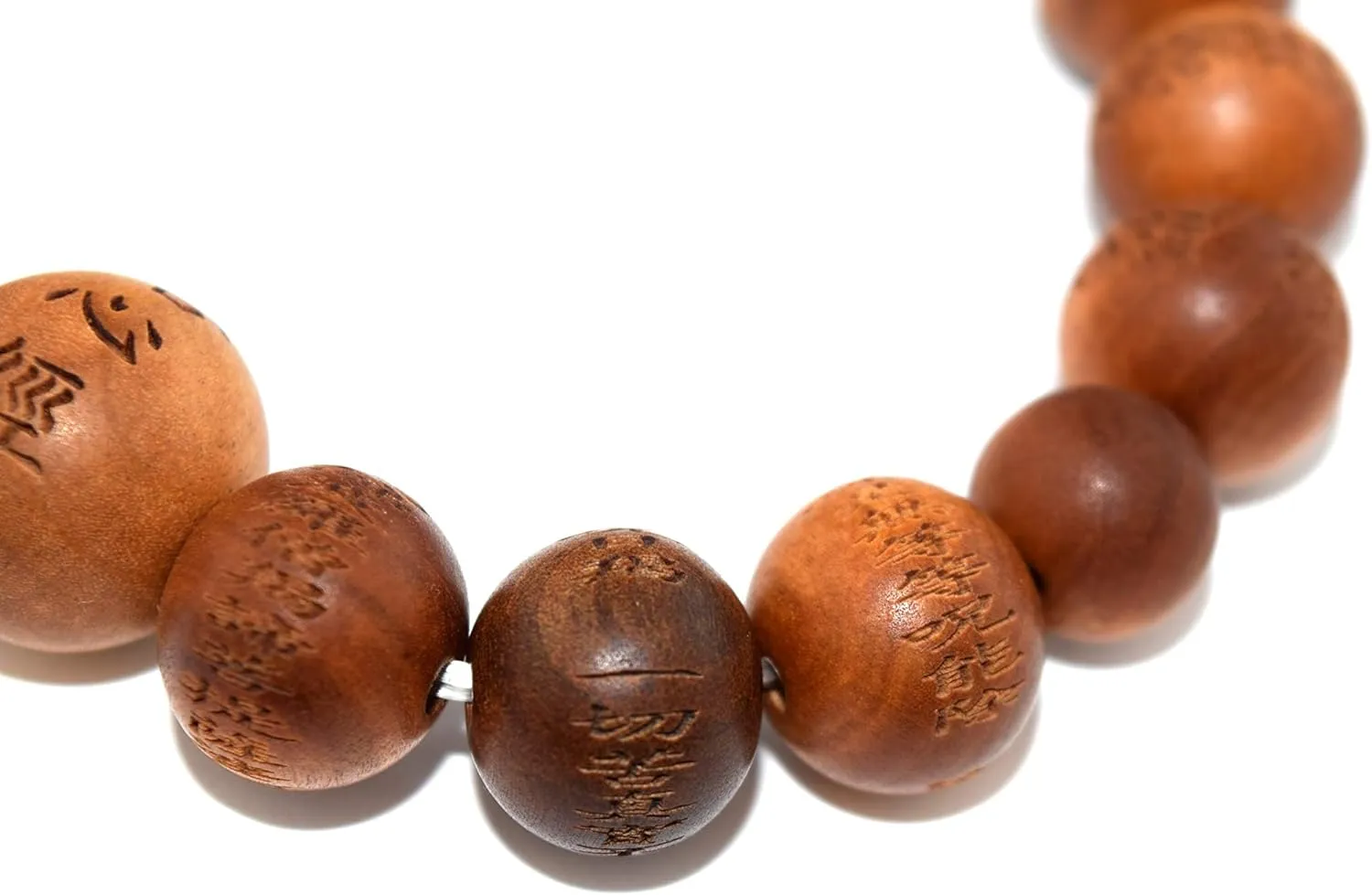 Indian Sandalwood Beads Bracelet Japanese Rosary Mala Juzu Heart Sutra Handmade Craft Men Gift Kyoto UDA107