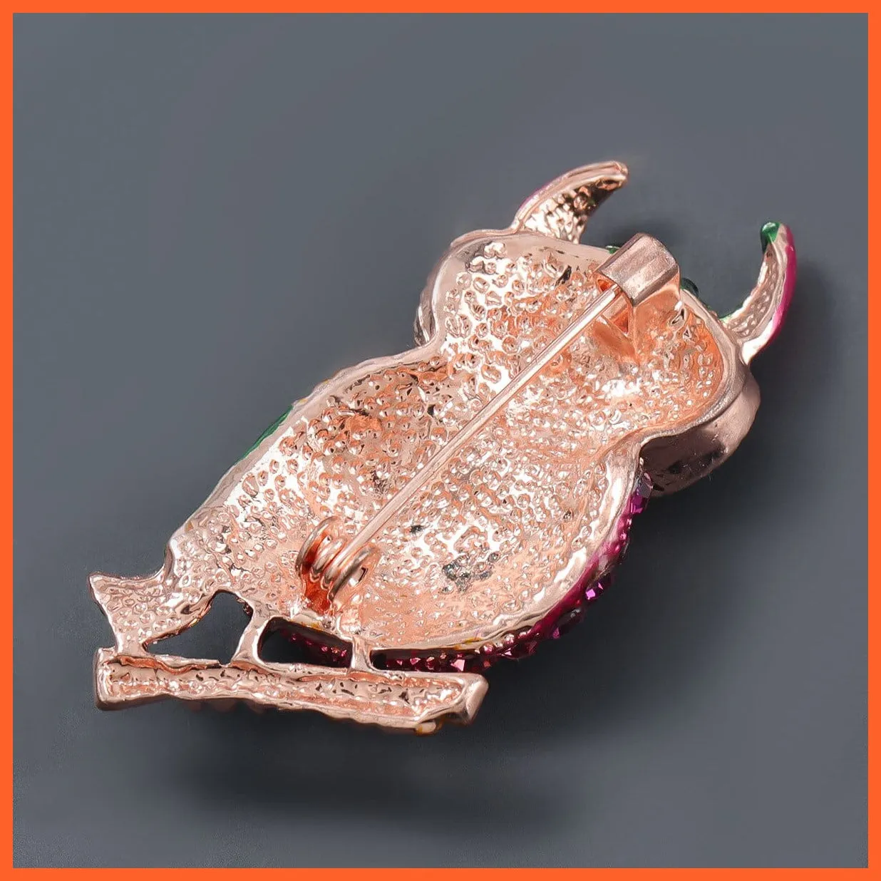 Inlaid Rhinestone Owl Brooch